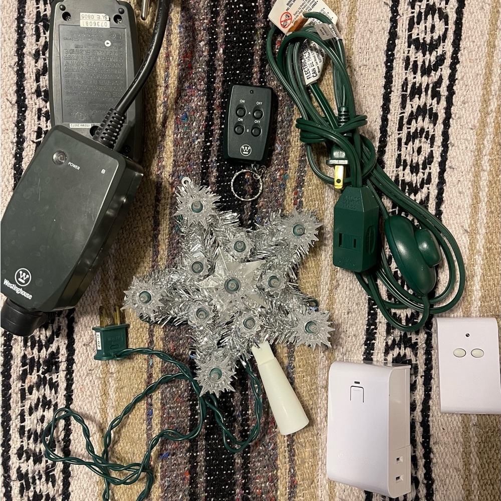🔥HOT DEAL🔥 XMAS/ 💚🎄Vintage Silver Star Tree Topper with Accessories